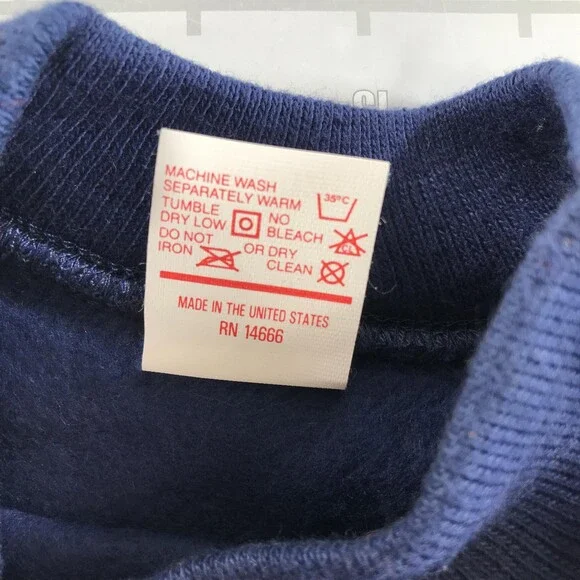 Vintage American Fleecewear Sweatshirt Youth 10-12 Blue Fleece Crewneck USA - Picture 4 of 6